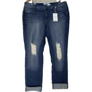 Torrid Jeans Womens 16R Boyfriend Distressed Mid Rise Medium Wash Stretch Denim